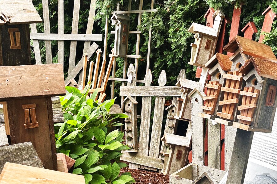 Market display of birdhouses